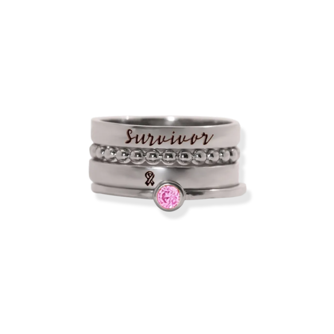 Breast Cancer Awareness Ring - Four-layer stacking