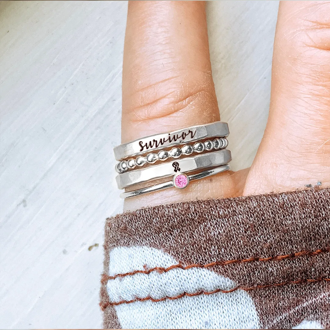 Breast Cancer Awareness Ring - Four-layer stacking