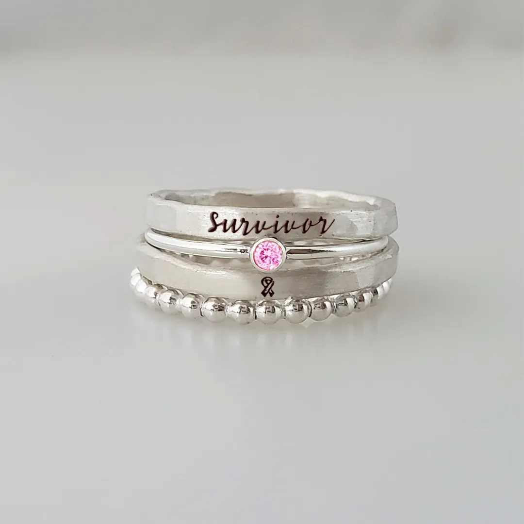 Breast Cancer Awareness Ring - Four-layer stacking