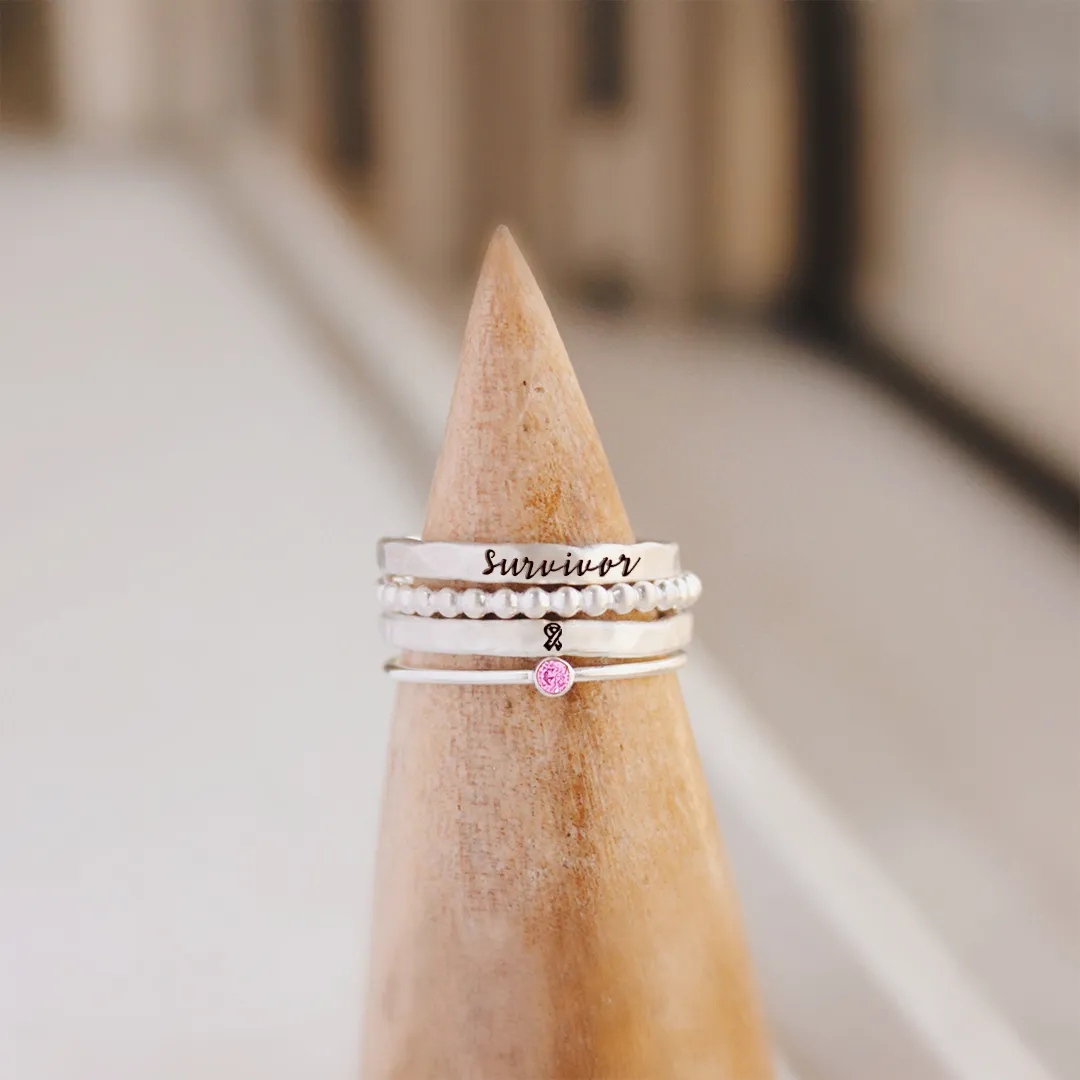 Breast Cancer Awareness Ring - Four-layer stacking