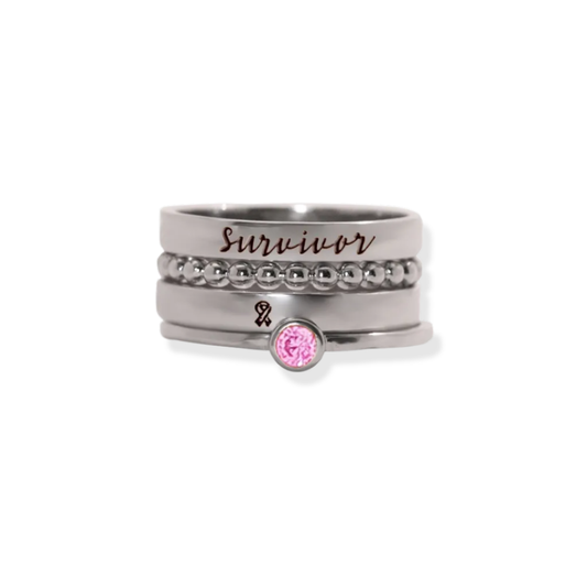 Breast Cancer Awareness Ring - Four-layer stacking