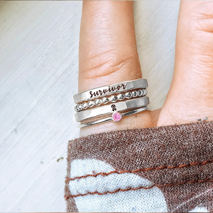 Breast Cancer Awareness Ring - Four-layer stacking