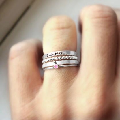 Breast Cancer Awareness Ring - Four-layer stacking