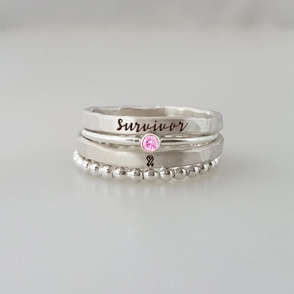 Breast Cancer Awareness Ring - Four-layer stacking